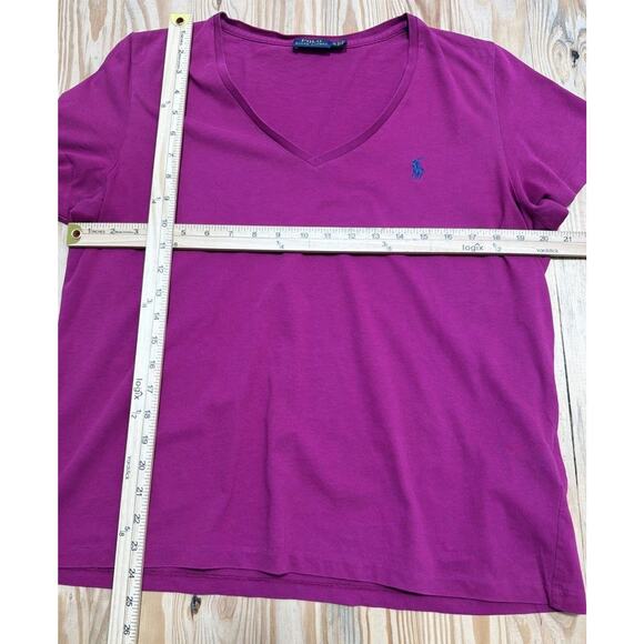 Ralph Lauren Women Purple Short Sleeve V Neck T-Shirt XL - Picture 6 of 6